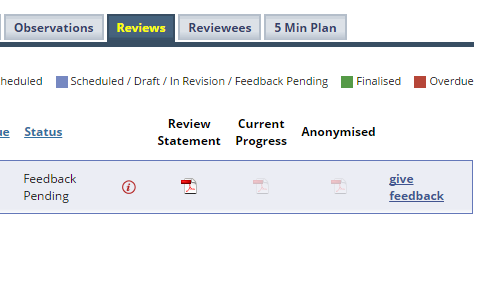 Step 1 - Once logged in to Perspective, click on the Reviews tab and then 'Give Feedback' 